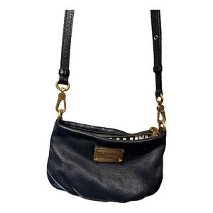 Marc By Marc Jacobs Black Leather Crossbody Bag with Gold Accents